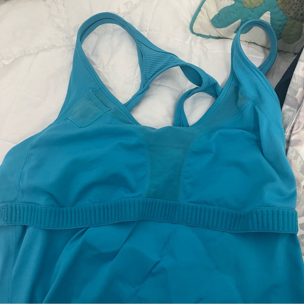 Nike Blue Racerback Tank Top Built in Bra - Picture 3 of 5
